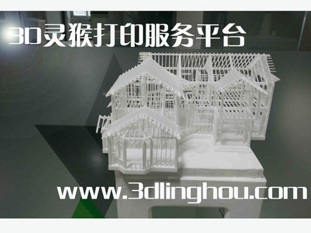 白色尼龙材料3D打印镂空建筑模型案例 ：
